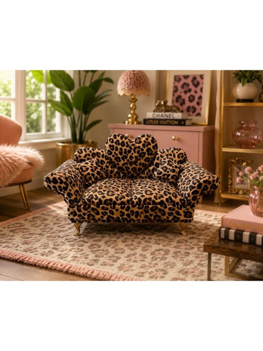 New Cheetah Shabby Chic Doll Sofa Jewelry Box Organizer Couch Jewelry Box